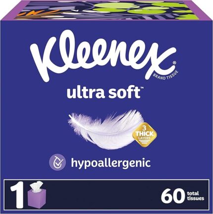 Kleenex Ultra Soft Facial Tissues, 3 Flat Boxes, 120 Tissues per Box, 3-Ply (360 Total), Packaging May Vary